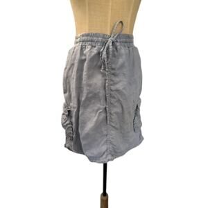 "CASLON" 100% Linen Gray Cargo Skirt Tie Waist SZ M Summer Cottage Core Basics